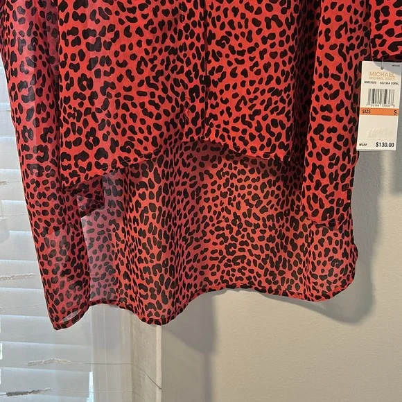 Michael Kors Animal-Print Sheer Cover-Up Shirt NWT - Picture 7 of 7
